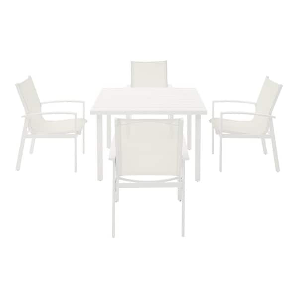 Home Decorators Collection Cooper Springs White 5-Piece Aluminum Commercial Grade Sling Outdoor Dining Set