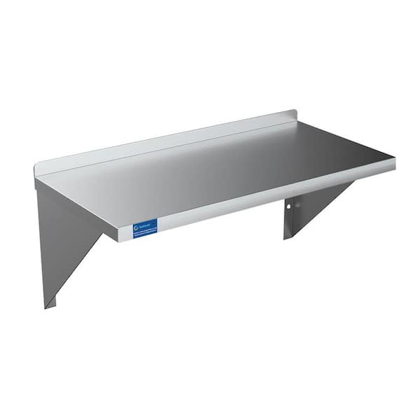 AMGOOD 14 in. W x 60 in. D Stainless Steel Wall Shelf Square Edge Kitchen, Restaurant, Garage, Laundry Decorative Wall Shelf