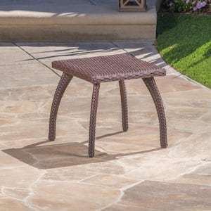 Brown Wicker Outdoor Side Table
