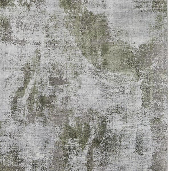 8 X 11 Gray, Silver, Green Geometric Area Rug