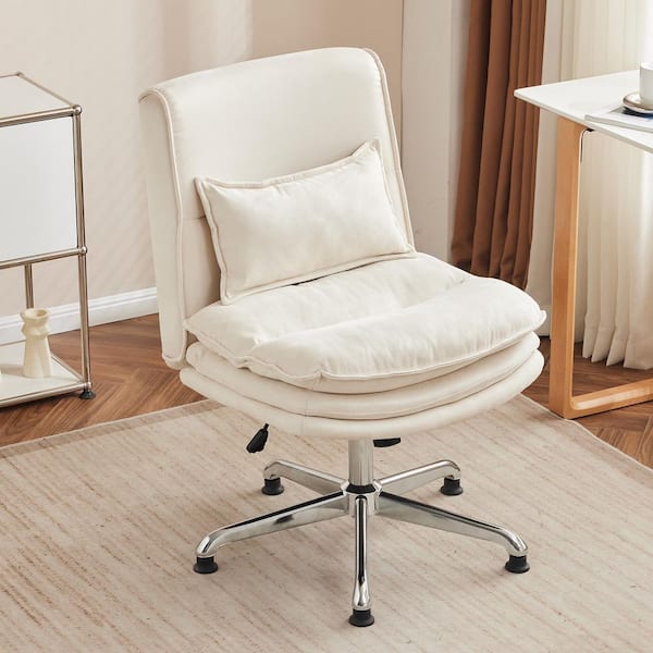Winado Polyester Fabric Swivel Task Chair in Beige with Armless