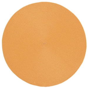 Braided Mustard 4 ft. x 4 ft. Abstract Round Area Rug