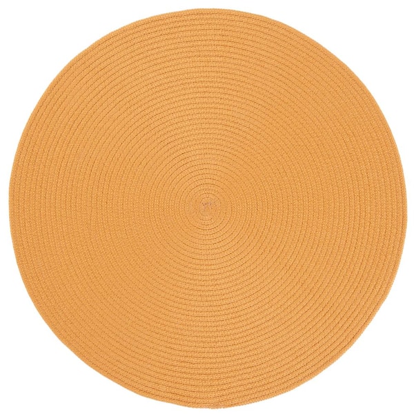 Braided Mustard 4 ft. x 4 ft. Abstract Round Area Rug