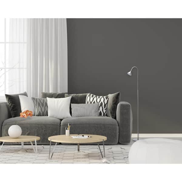 58 in. Gray Plus Decker LED Minimalist Floor Lamp with Weighted Base