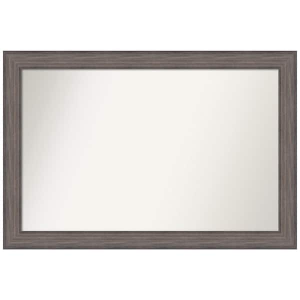 Amanti Art Medium Rectangle Distressed Brown Modern Mirror (31.25 in. H x 46.25 in. W)