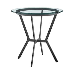 Naomi 36 in. Round Transparent Glass Top with Metal Frame (Seats 2)