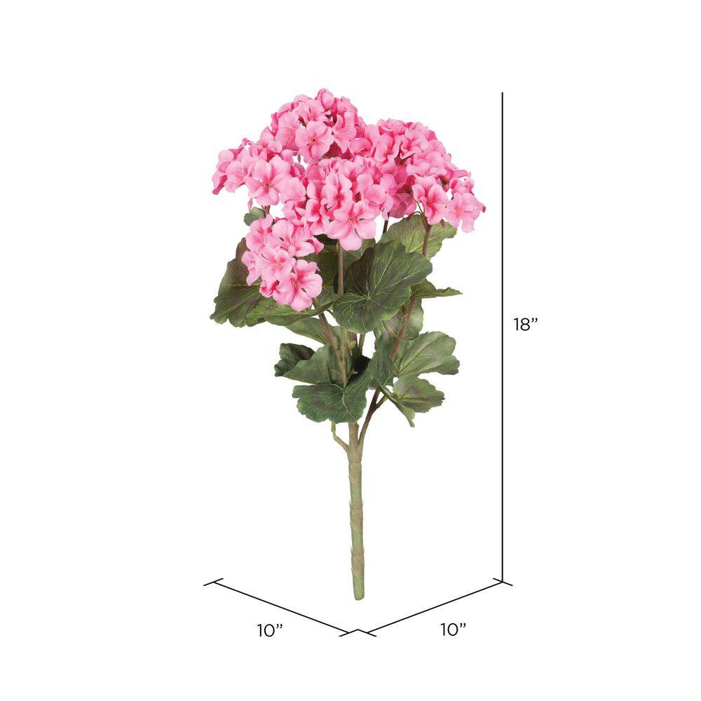 Vibrant Coral 19" Artificial Geranium Bush with Green Leaves