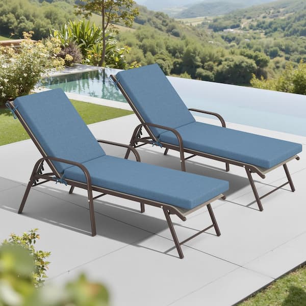 Pellebant 2-Piece Metal Adjustable Outdoor Chaise Lounge in Beige