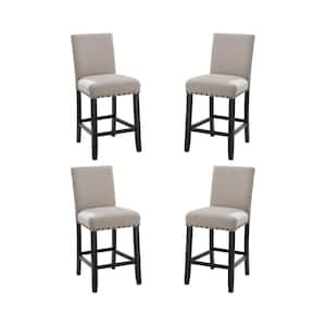 New Classic Furniture Crispin Natural Beige Polyester Fabric Counter Side Chair with Nailhead Trim (Set of 4)