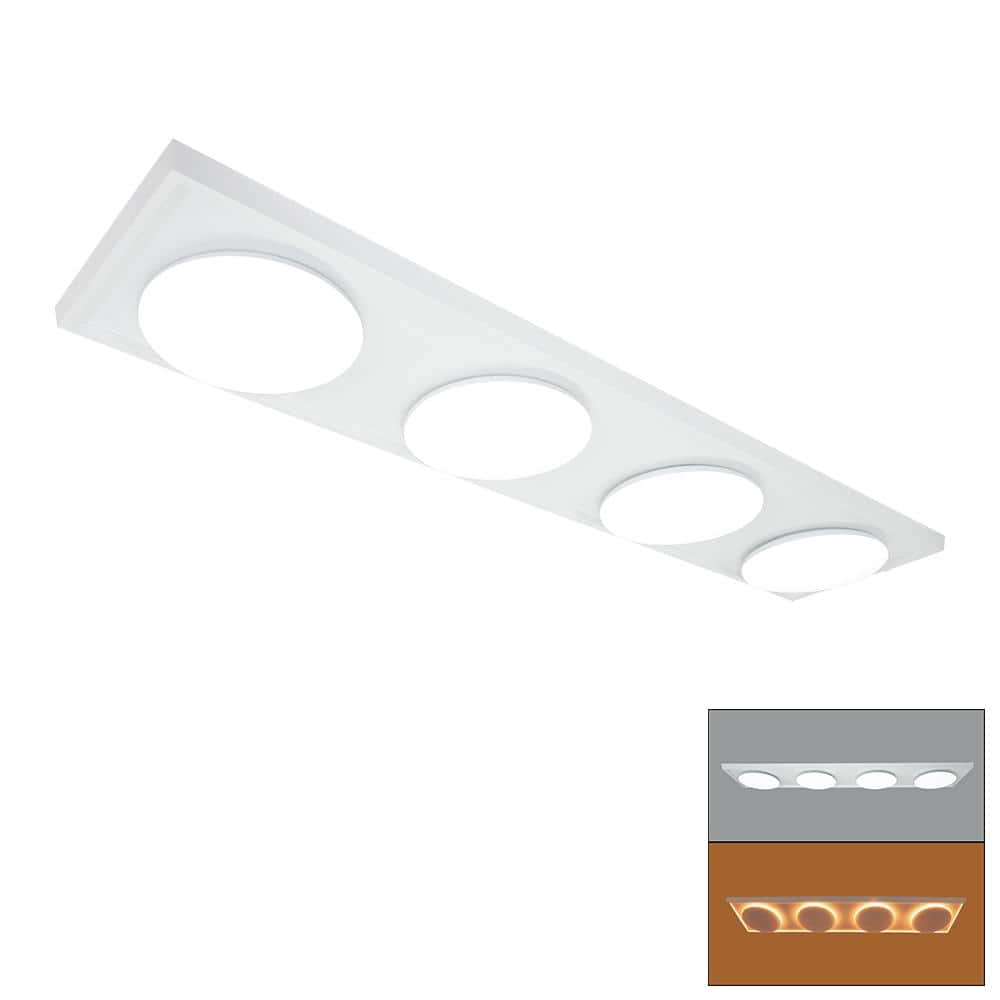 46 in. x 10 in. LED Closet Light Flush Mount with 4 Round Light Heads and N