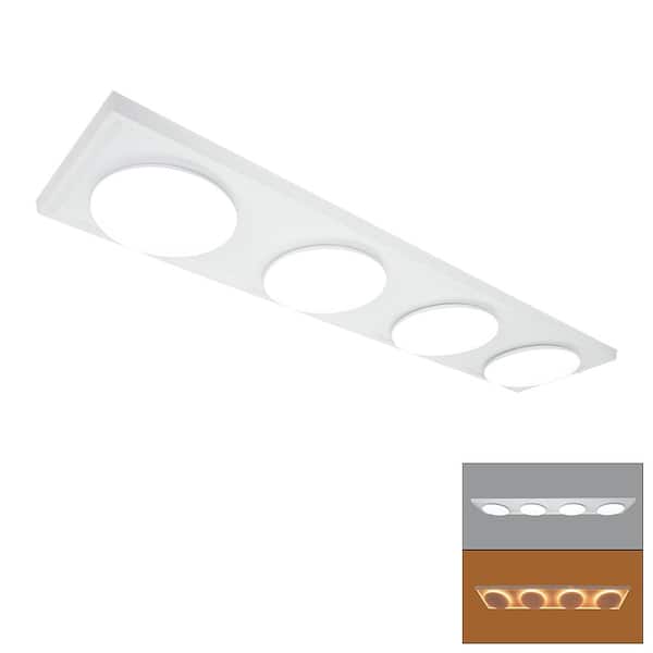 Commercial Electric 46 in. x 10 in. LED Closet Light Flush Mount with 4 Round Light Heads and Night Light 4200LM 50W Adjustable CCT 120V