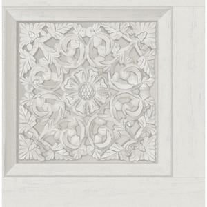 Albie Dove White Carved Panel Wallpaper Sample