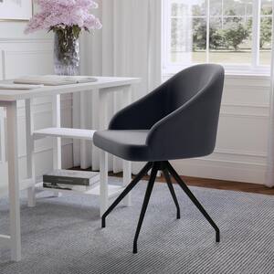 Sora Fabric Upholstered Stationary Office Chair in Gray Velvet/Oil Rubbed Bronze with Arms
