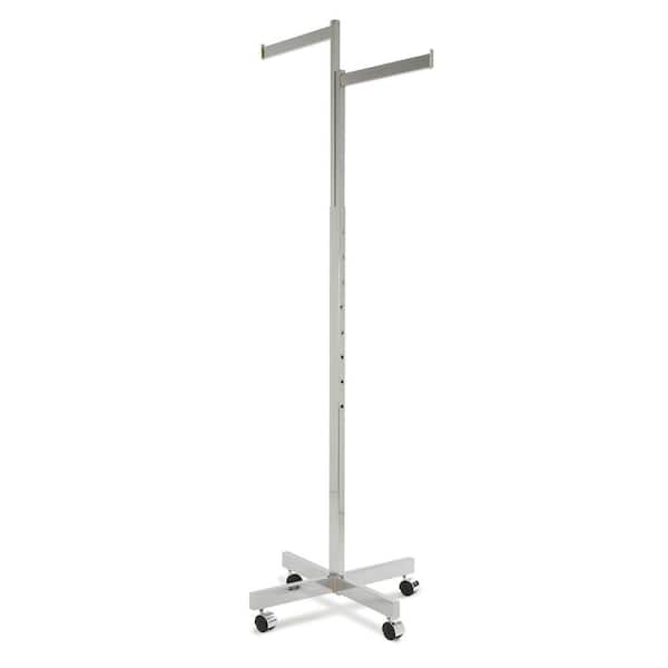 Econoco Chrome Steel Rollong Clothes Rack 32 in. W x 72 in. H with two Adjustable Arms