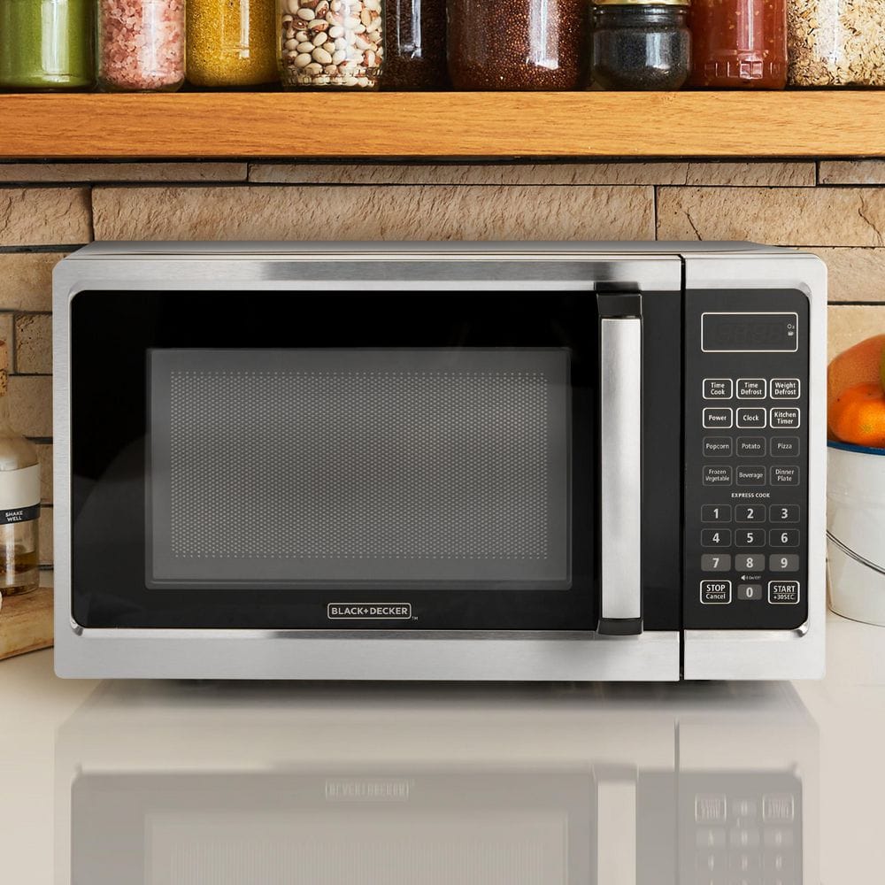 Black and Stainless Steel 700 Watt Digital Microwave Oven