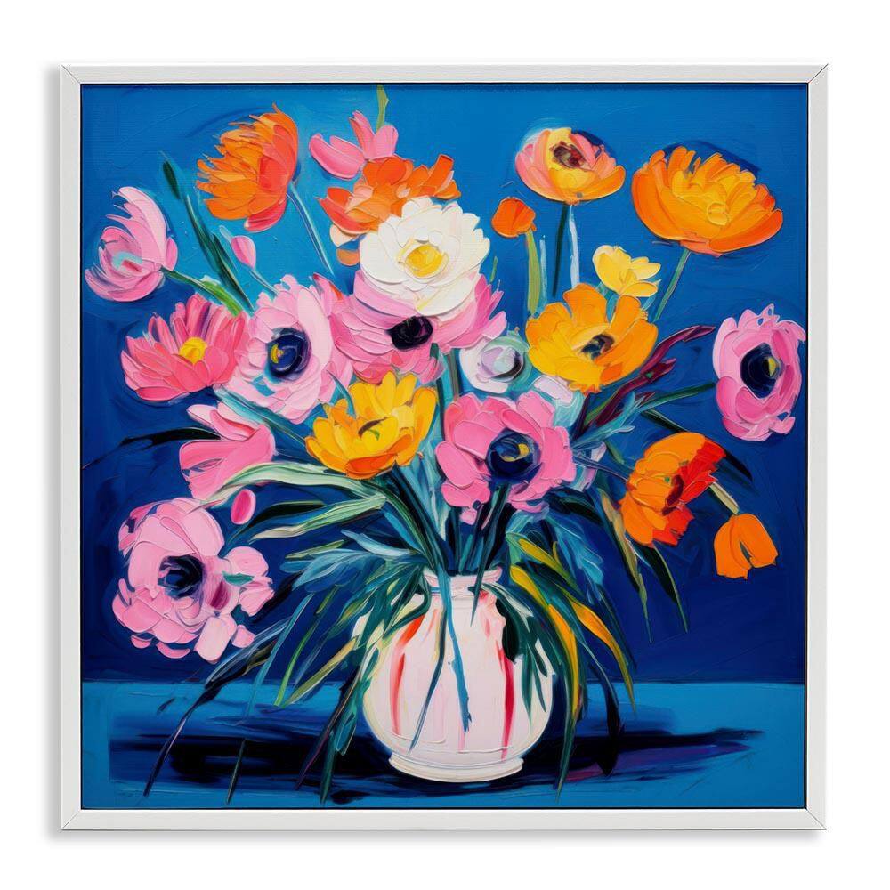 Bright Poppies Bouquet by LSR Design Studio White Framed Nature Giclee Art Print 12 in. x 12 in. price history on PriceWatchPro