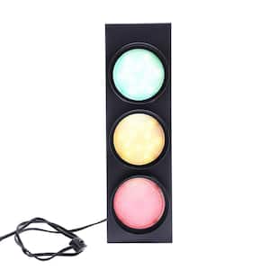 3-Light Black LED Traffic Light Wall Decoration Office Fun Room Decor Wall Sconce with Remote Control