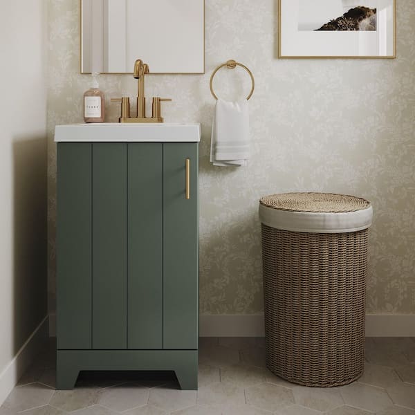 Fernhill 18.5 in. Single Sink Freestanding Sage Bath Vanity with White Cultured Marble Top (Assembled)