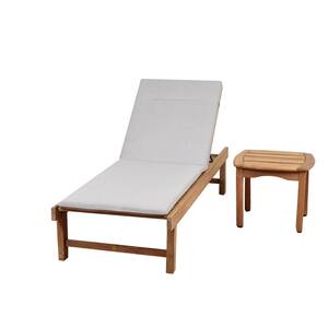 Radcliffe 3-Piece Teak Outdoor Chaise Lounge with Light Grey Cushions