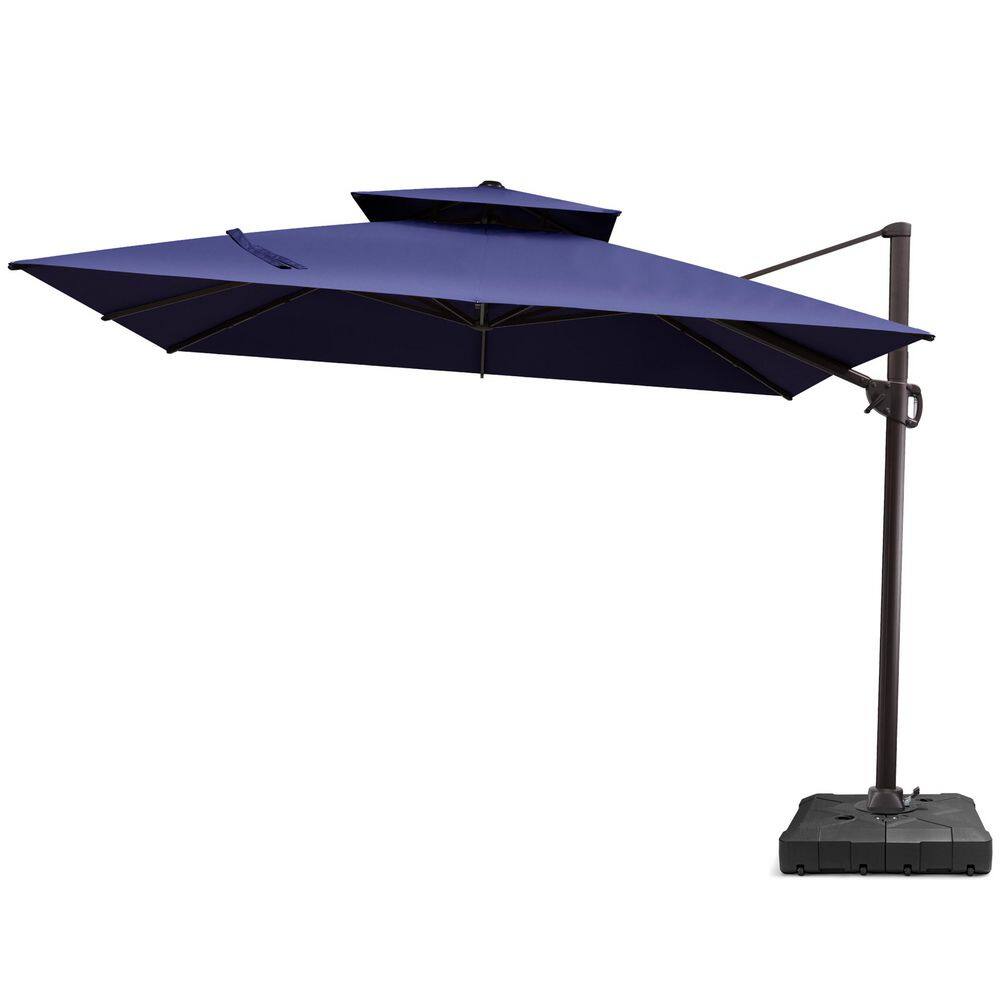 Double Top 10.5 ft. Square Outdoor 360° Rotation Cantilever Patio Umbrella in Navy with 260 lbs. Umbrella Base price history on PriceWatchPro