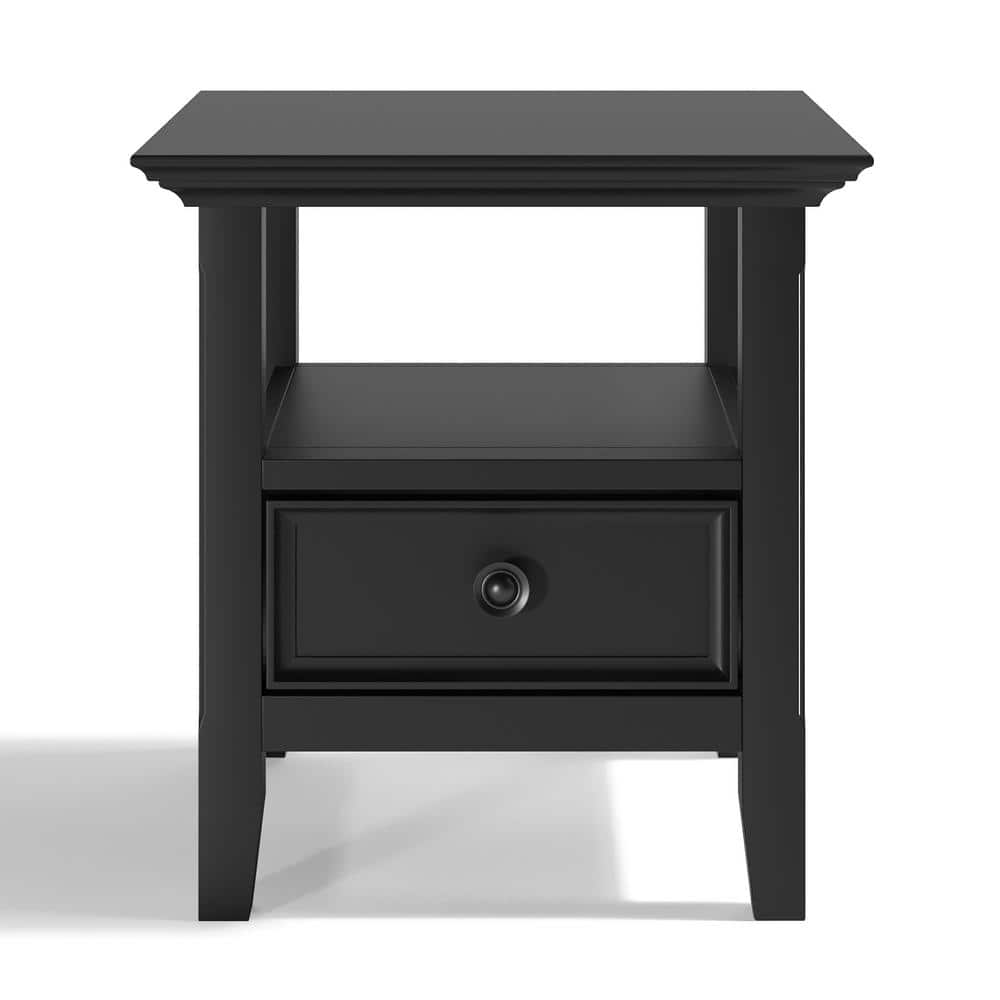 Amherst 19" Square Black Solid Wood End Table with Storage