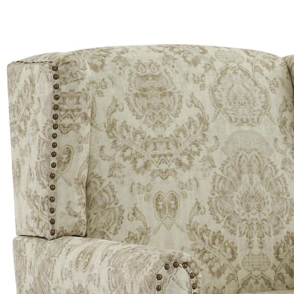 Elegance　ホワイトXS Uixe Retro White Floral Pattern Linen Nailhead Trim