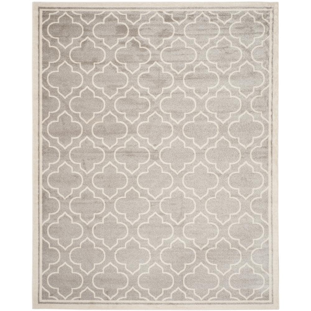 Gray Geometric 9' x 12' Stain-Resistant Synthetic Area Rug