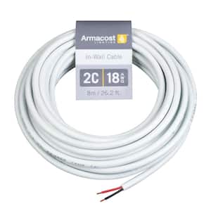 24 ft. (8 m) 18 AWG/2C White In-Wall Cable