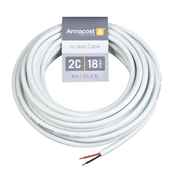 Armacost Lighting 24 ft. (8 m) 18 AWG/2C White In-Wall Cable