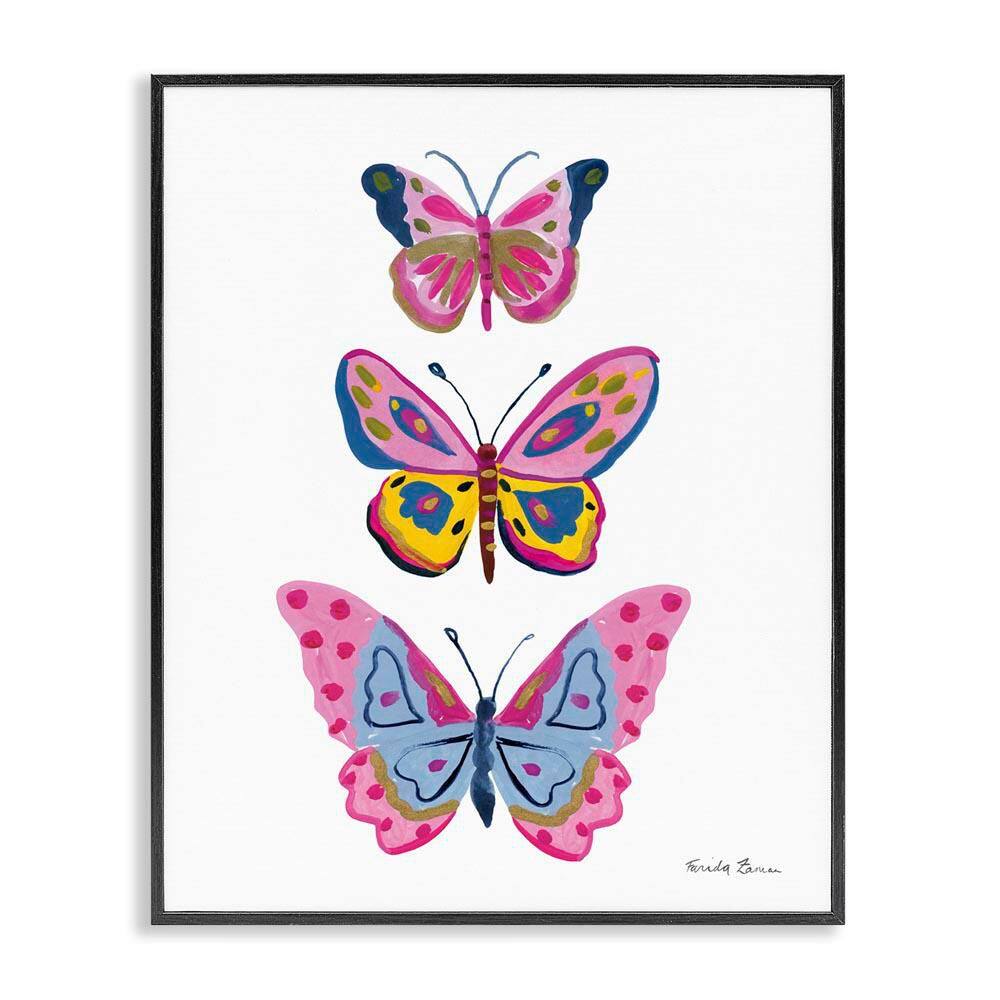Three Butterfly Trio by Farida Zaman Black Framed Animal Giclee Art Print 14 in. x 11 in. price history on PriceWatchPro