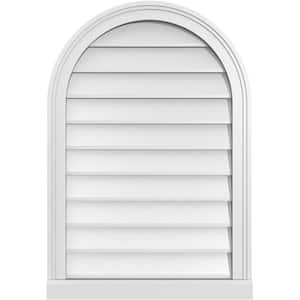 22 in. x 32 in. Round Top White PVC Paintable Gable Louver Vent Non-Functional