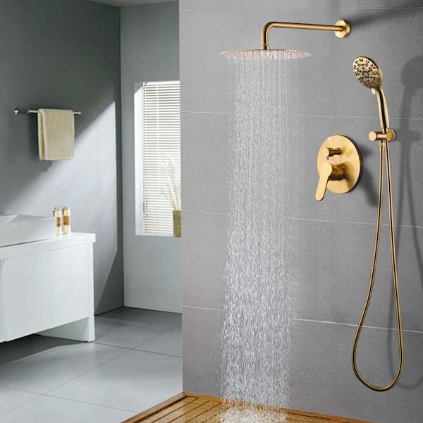ALEASHA Wall Mount 8-Spray 12 in. Fixed Shower Head and Handheld
