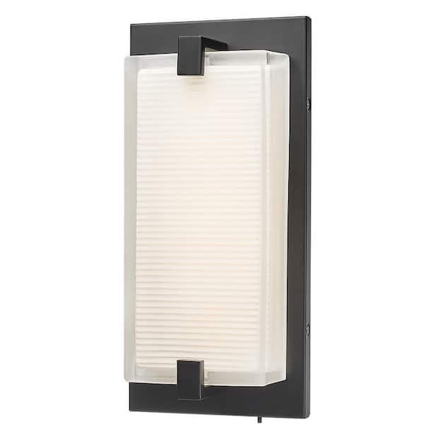 6 in. 20-Watt Vanity Light Dimmable 1 Light Black LED Wall Sconce Light with Glass Shade 5 Color Temperatures Adjustable