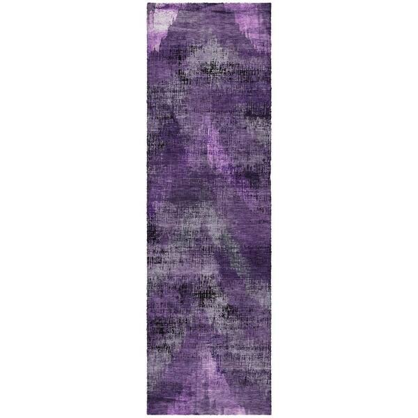 Dream Shag Premium Machine Washable Abstract ADS792 Purple 2 ft. x 7 ft. Runner Rug