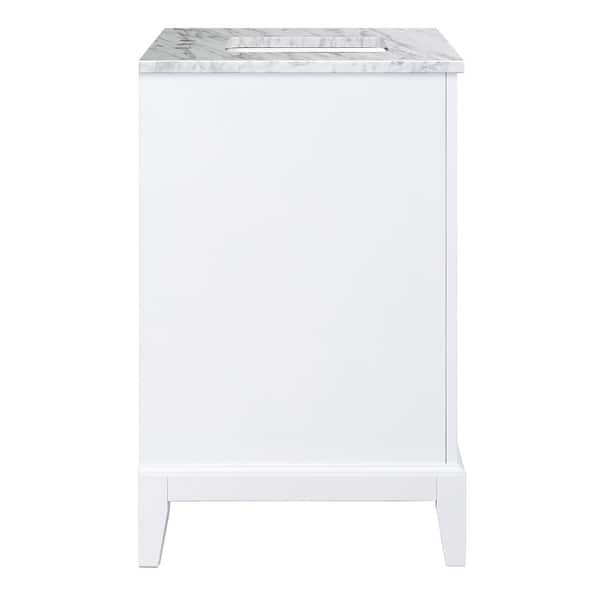 Shaelyn 31 in. Single Sink Sink White Bath Vanity with Carrara White Marble Top (Assembled)