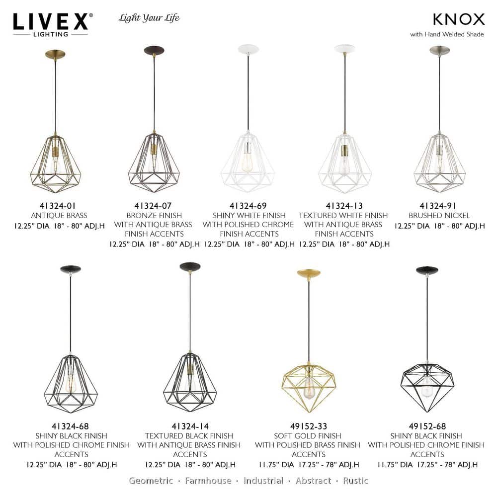 Knox Mini Pendant in Textured White with Antique Brass Accents