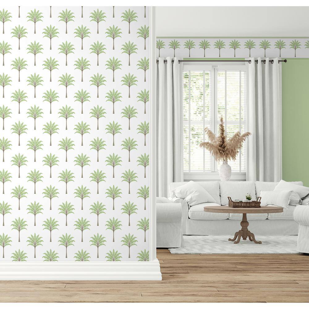 Green Tea Palm Tree Peel and Stick Wallpaper Border