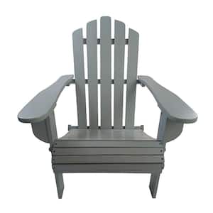 Grey Outdoor Reclining Wooden Folding Adirondack Chair (1-Pack)