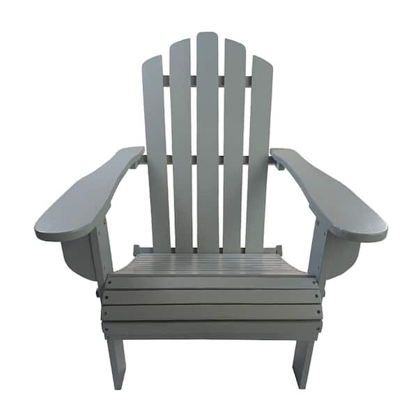 Unbranded Grey Outdoor Reclining Wooden Folding Adirondack Chair (1-Pack)