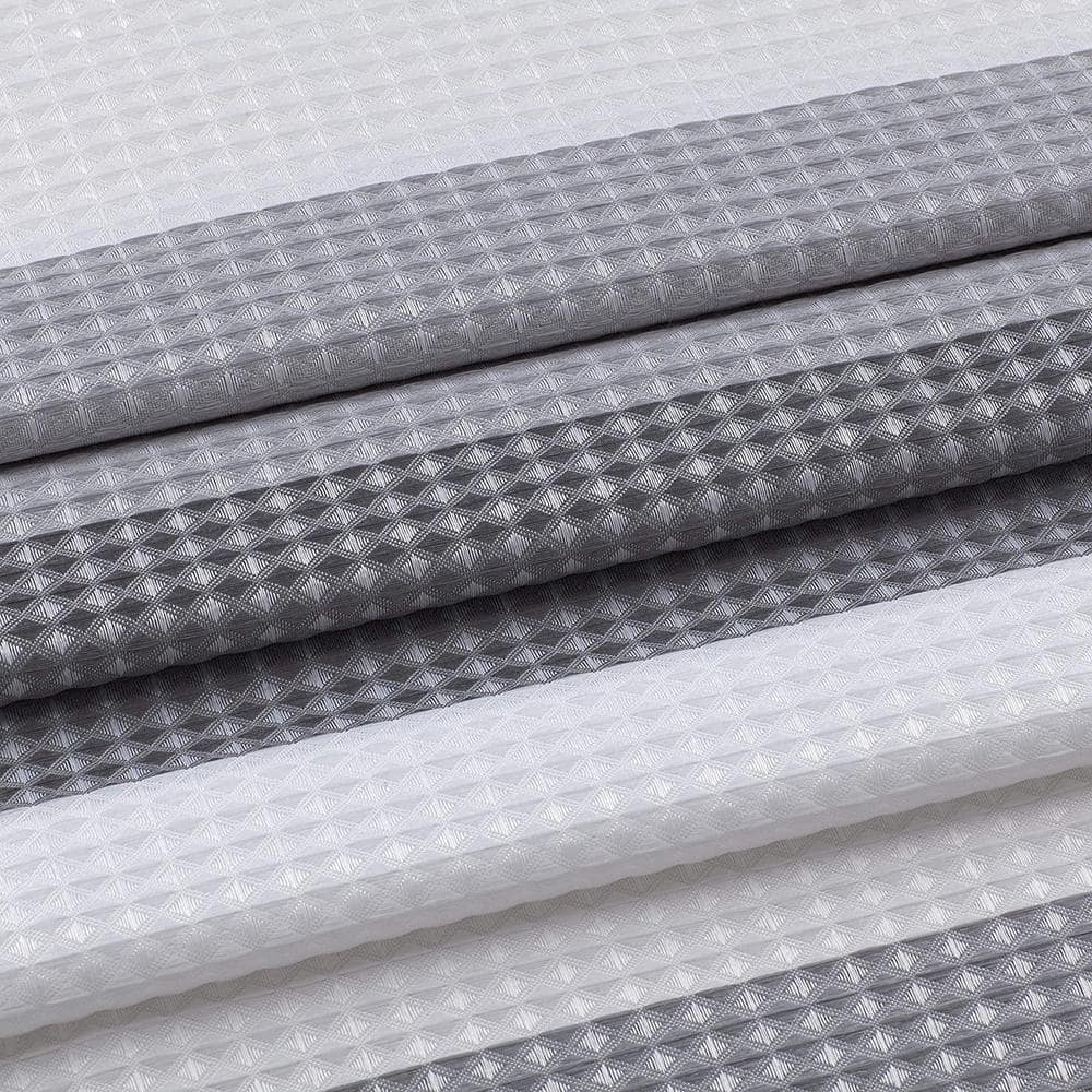 Gray and White Ombre Waffle Weave Fabric Shower Curtain