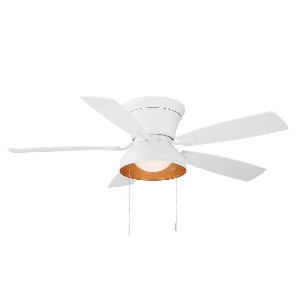 Hampton Bay Bannerete 52 in. LED Indoor Matte White Ceiling Fan with Light and Pull Chains