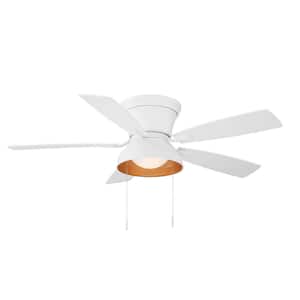 Bannerete 52 in. LED Indoor Matte White Ceiling Fan with Light and Pull Chains Included