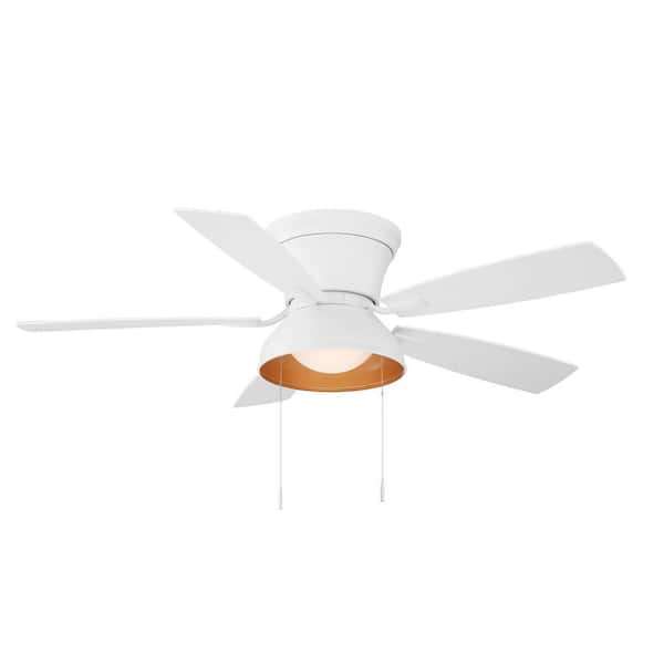 Hampton Bay Bannerete 52 in. LED Indoor Matte White Ceiling Fan with Light and Pull Chains Included