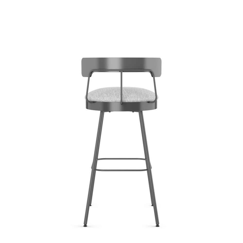 Monza 26" Swivel Counter Stool in Grey White Polyester and Dark Grey Metal