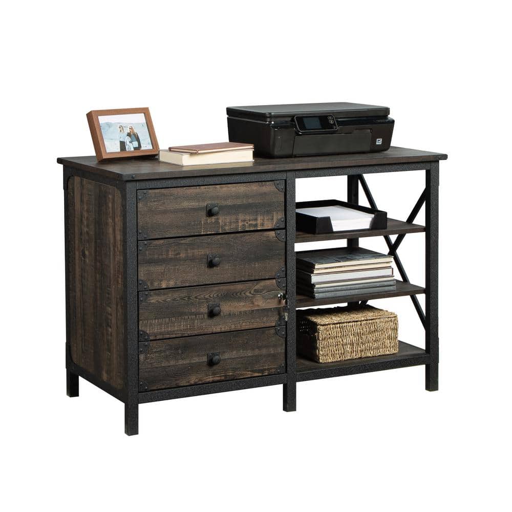 Carbon Oak Industrial 3-Drawer Lockable Filing Credenza