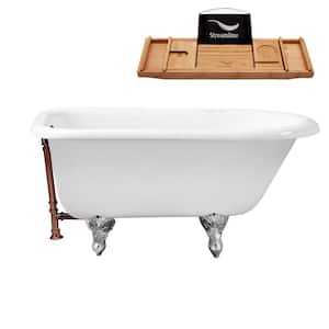 48 in. Cast Iron Clawfoot Non-Whirlpool Bathtub in Glossy White, Matte Oil Rubbed Bronze Drain, Polished Chrome Clawfeet