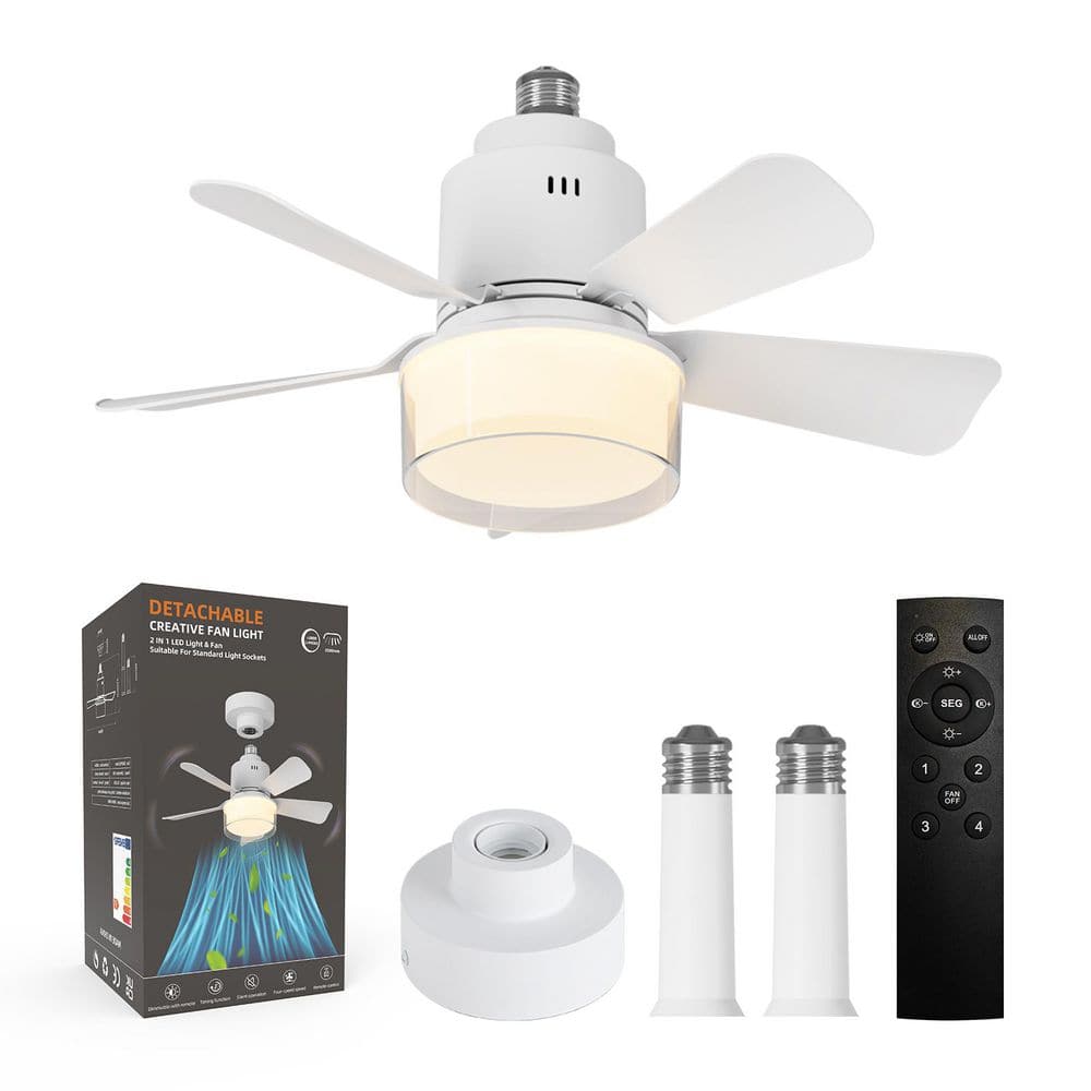 17.7 in. Indoor Socket Ceiling Fan Light with Remote, LED Light, 4 Fan Speeds, Dimmable, 3 Color Temperatures (White) price history on PriceWatchPro