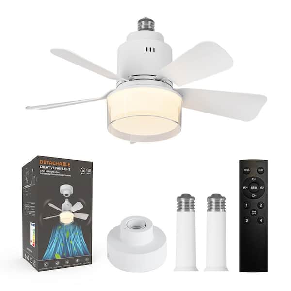 17.7 in. Indoor Socket Ceiling Fan Light with Remote, LED Light, 4 Fan Speeds, Dimmable, 3 Color Temperatures (White)