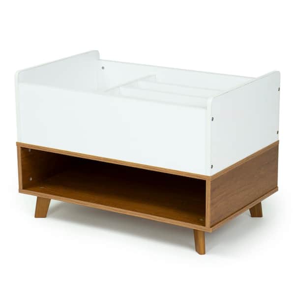 Wood and White Morgan Bookshelf Caddy and Toy Storage with Shelf