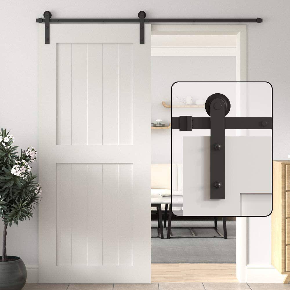 60-inch Matte Black Steel Sliding Barn Door Hardware Kit